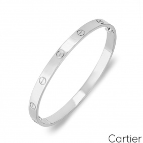 Cartier White Gold Plain Love Bracelet Size 20 B6067620